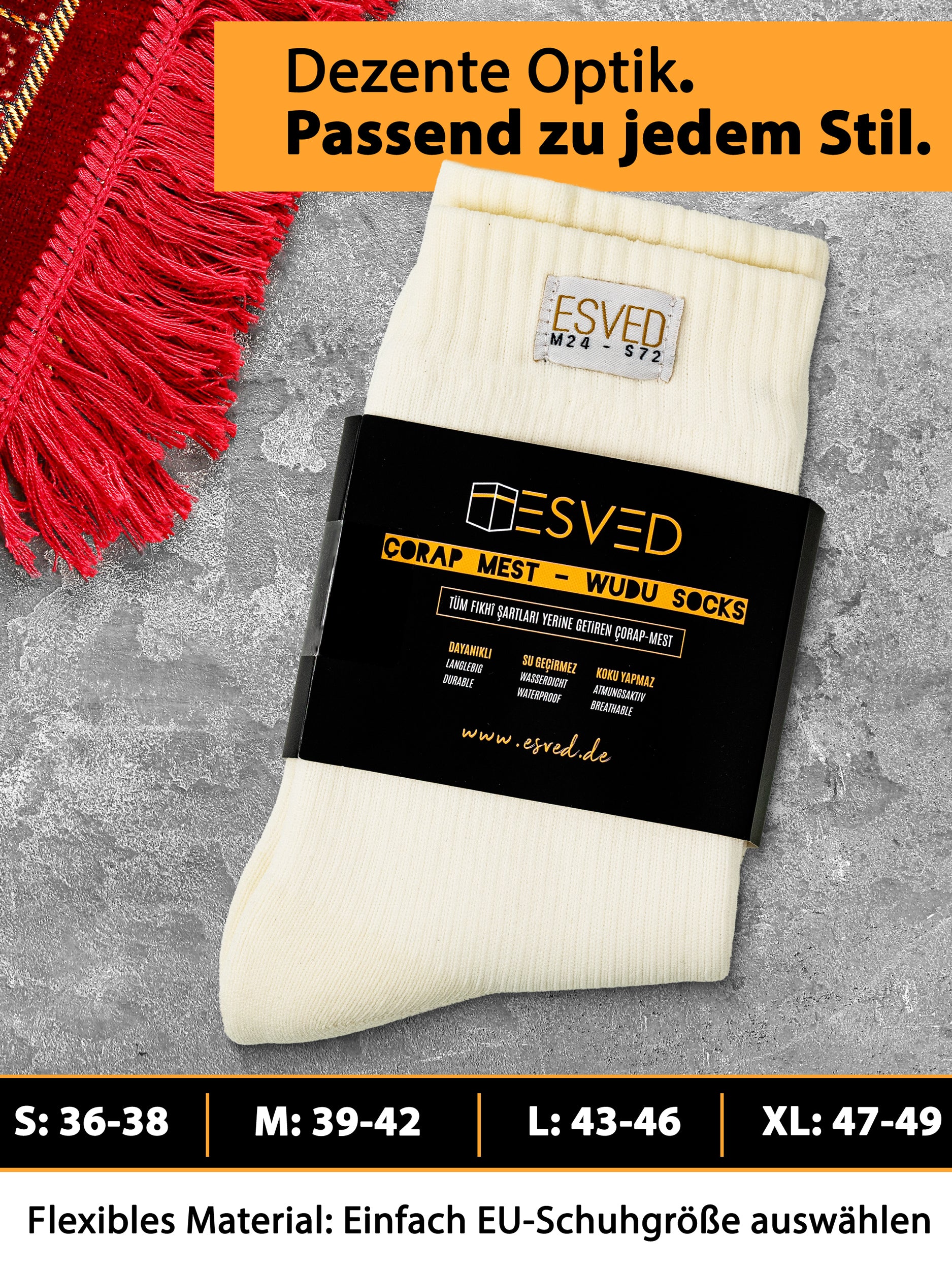 ESVED Mest Socken Wasserdicht & atmungsaktiv - Wudu Socks Abdest Erleichterung - Wasserdichte Socken
