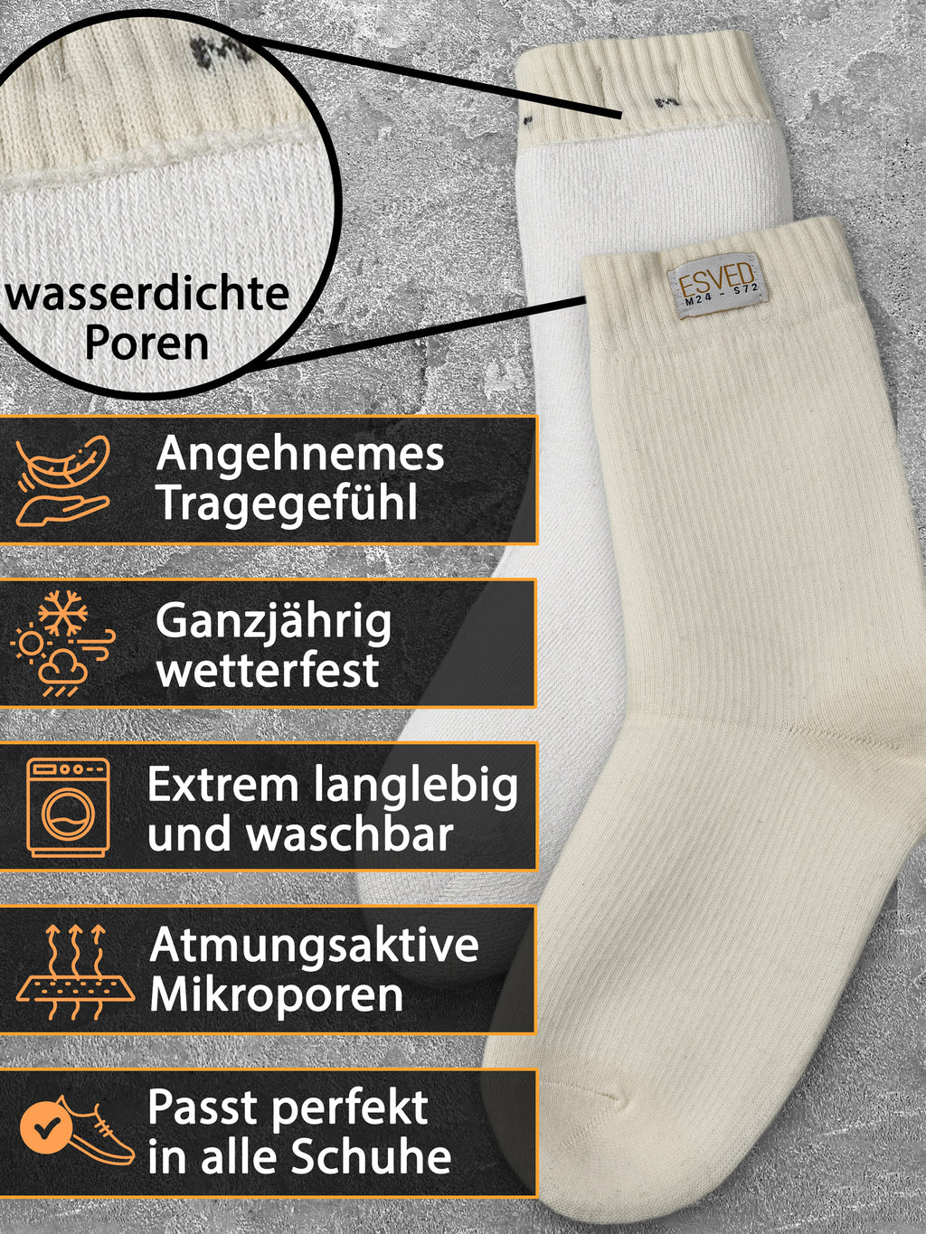ESVED Mest Socken Wasserdicht & atmungsaktiv - Wudu Socks Abdest Erleichterung - Wasserdichte Socken