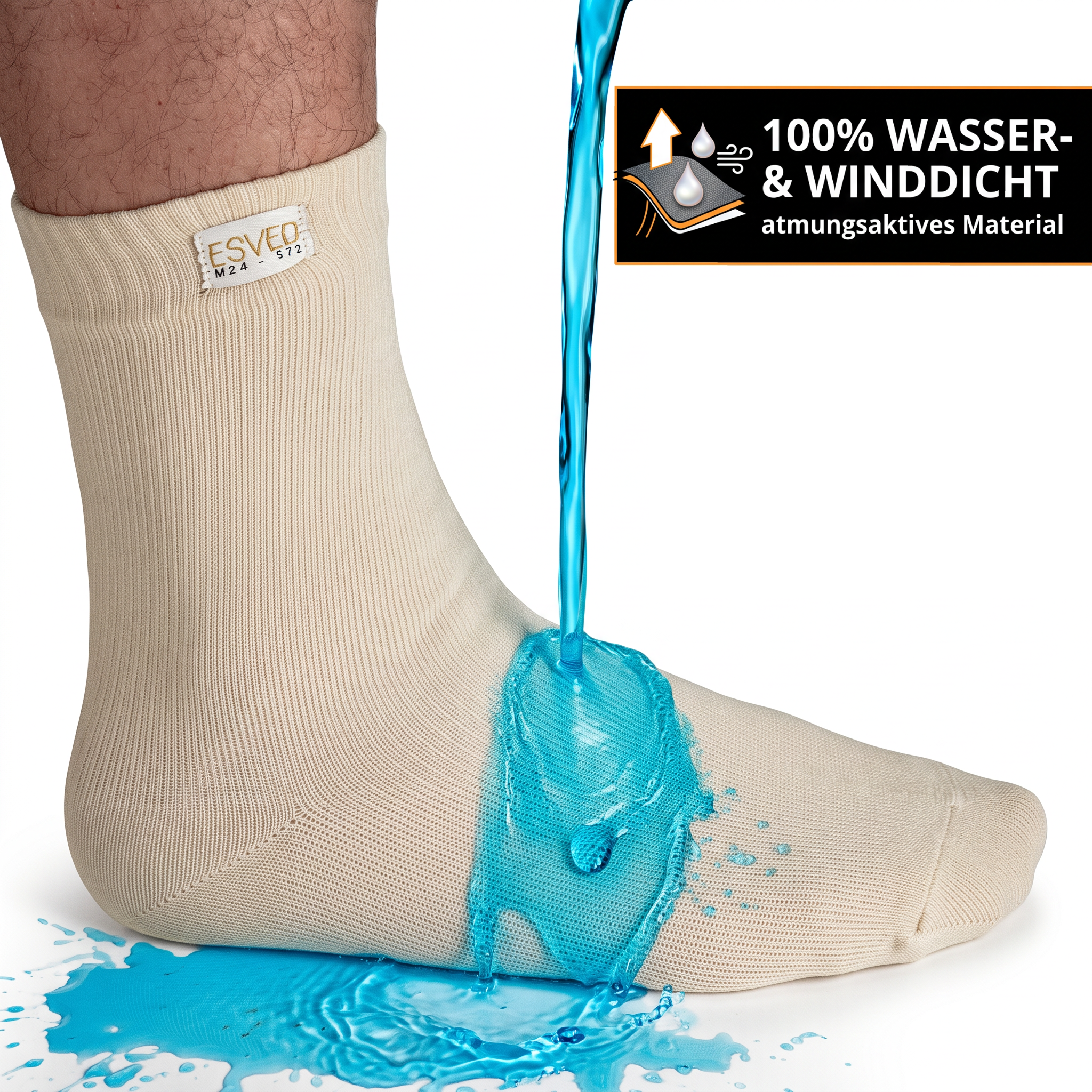ESVED Mest Socken Wasserdicht & atmungsaktiv - Wudu Socks Abdest Erleichterung - Wasserdichte Socken